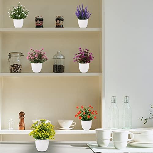 Yoratee Artificial Flower Potted Plants 6pcs Indoor Decor