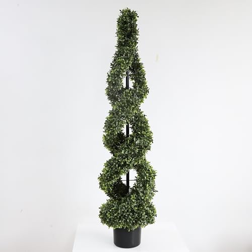 46 Inch Double Spiral Artificial Boxwood Topiary Trees Set of 2