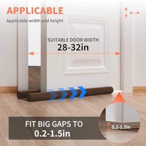 BKSAI Upgraded Door Draft Stopper 28-32in Brown