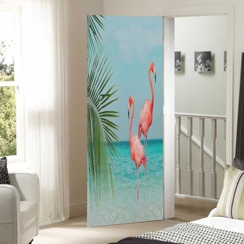 Susiyo Blue Beach Flamingos Door Cover for Halloween