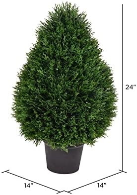 Vickerman 24 Inch Artificial Cedar Topiary Potted Bush