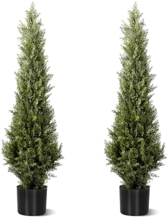 5 Ft Artificial Cedar Topiary Trees 2 Set