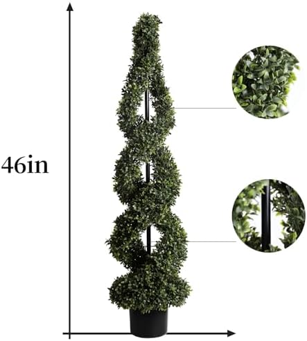 46 Inch Double Spiral Artificial Boxwood Topiary Trees Set of 2
