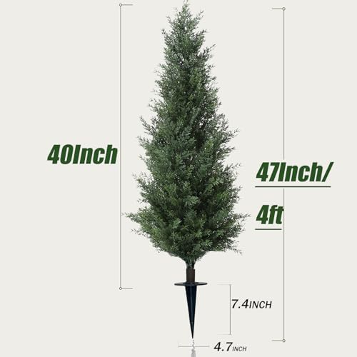 47 Inch Artificial Cypress Topiary Set of 2 with Spike