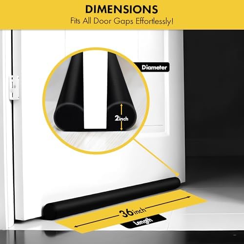 Affixers Under Door Draft Stopper 36 Inch Black
