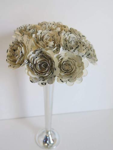 Scalloped Sheet Music Paper Roses for Wedding Centerpiece