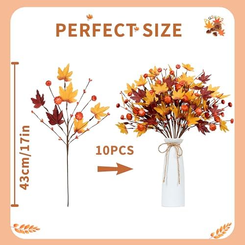 WSTPUPU Artificial Fall Stems 10PCS 17Inch Autumn Berry Decor