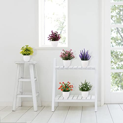 Yoratee Artificial Flower Potted Plants 6pcs Indoor Decor