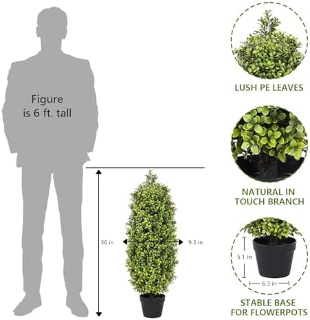 3ft Artificial Boxwood Topiary Trees Set of 2