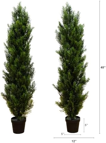 Nearly Natural 4ft Cedar Topiary Artificial Trees Set of 2