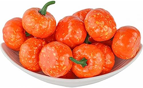 Jedfore Lifelike Mini Pumpkins Fake Fruit Set of 16 Orange