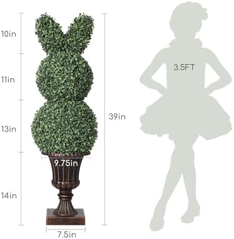GarveeHome 39 Inch Artificial Bunny Topiary Tree Set of 2