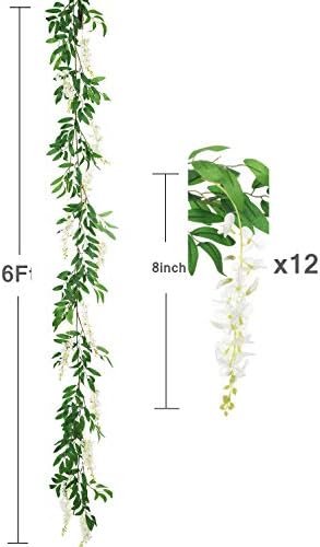 DearHouse 2Pcs 6Ft Artificial Wisteria Garland White