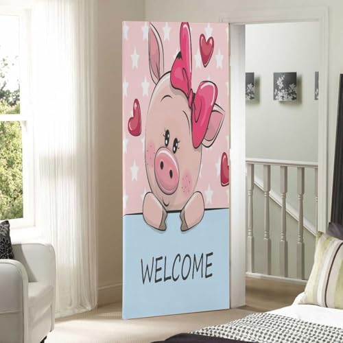 Susiyo Cartoon Pink Pig Halloween Door Cover 32x79 Inch