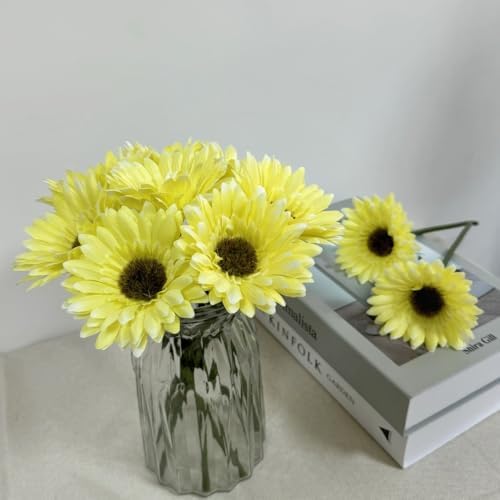 10PCS Artificial Daisy Silk Flowers for Home Decor Yellow