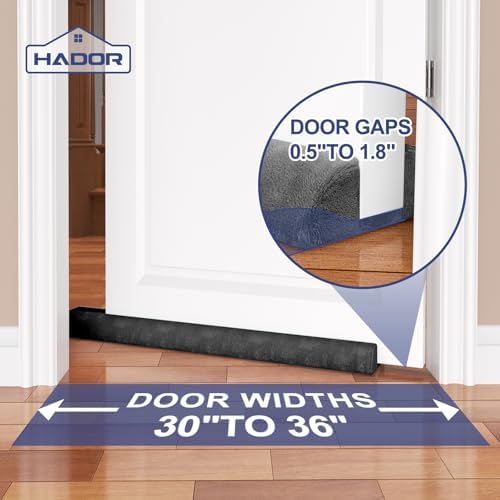 HADOR 2 Pack Door Draft Stopper 36 Inch Black