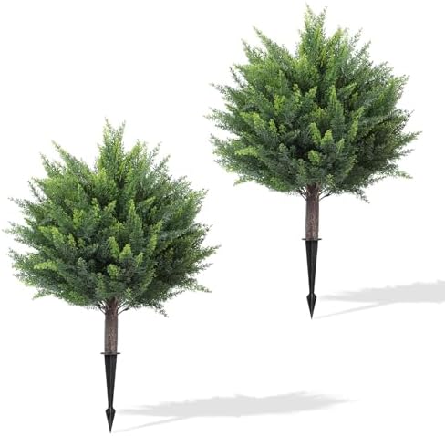 Fikowo Artificial Topiary Cedar Faux Shrubs for Outdoor