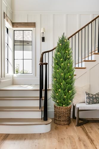 Briful 5ft Cedar Topiary Trees Artificial Set of 2 1
