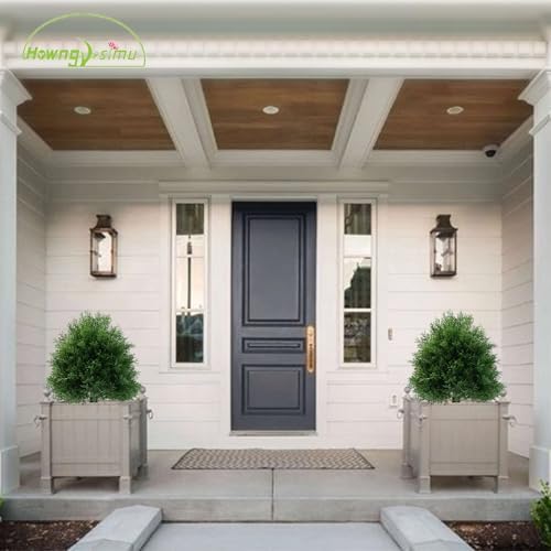 Howngyesimu Artificial Cedar Topiary Ball Trees 20 Inch UV Resistant