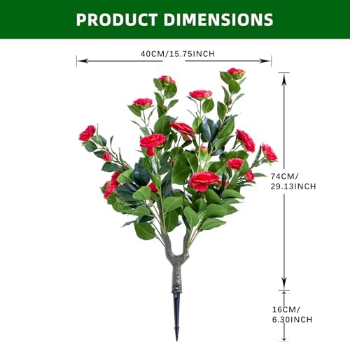 Set of 4 Artificial Red Topiary Ball Trees with Metal Stakes