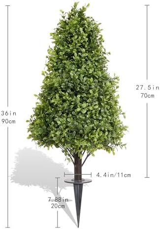 36in Artificial Boxwood Topiary Cone Trees Set of 2