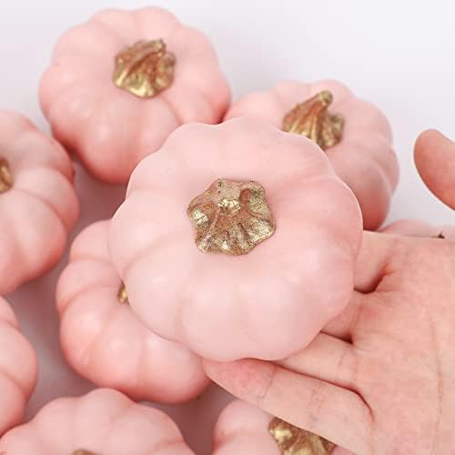 Whaline Artificial Pink Pumpkins 12pcs Bulk Fall Decor