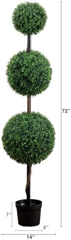 Nearly Natural 6ft Artificial Triple Ball Boxwood Topiary Tree