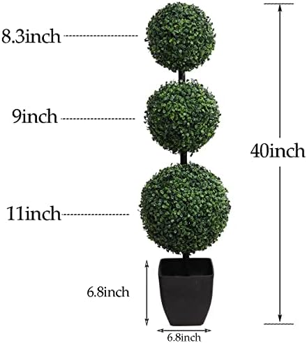 Momoplant Artificial Topiary Triple Ball Boxwood Trees 33ft Outdoor 40inch