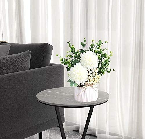 LADADA Artificial Hydrangea and Eucalyptus Fake Plant in White Ceramic Vase