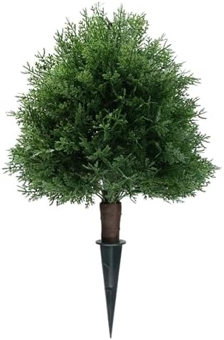 Howngyesimu Artificial Cedar Topiary Ball Trees 20 Inch UV Resistant