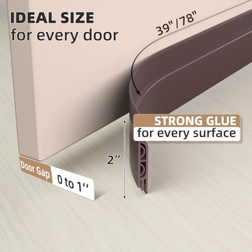 78 Inches Brown Door Draft Stopper Soundproof Seal