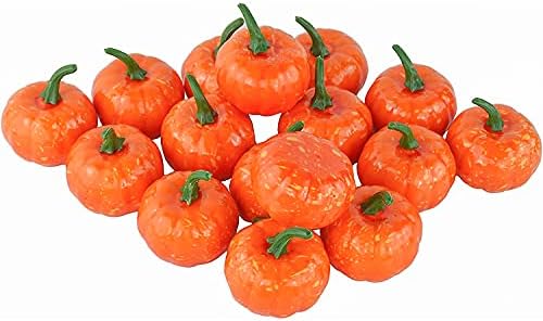 Jedfore Lifelike Mini Pumpkins Fake Fruit Set of 16 Orange