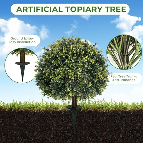 ICX 2 Pack 24 Inch Artificial Boxwood Topiary Balls