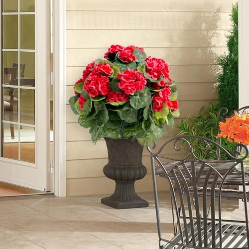 Set of 2 Artificial Red Topiary Ball Trees with Metal Stakes