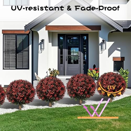 Set of 2 Artificial Topiary Boxwood Trees 245 Tall