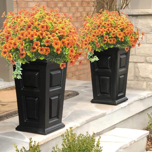 10 Bundles Artificial Fall Flowers UV Resistant Fake Flowers Orange