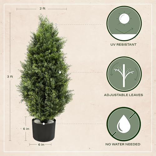 VARD HOME Artificial Topiary Cedar Trees 3ft 2pk