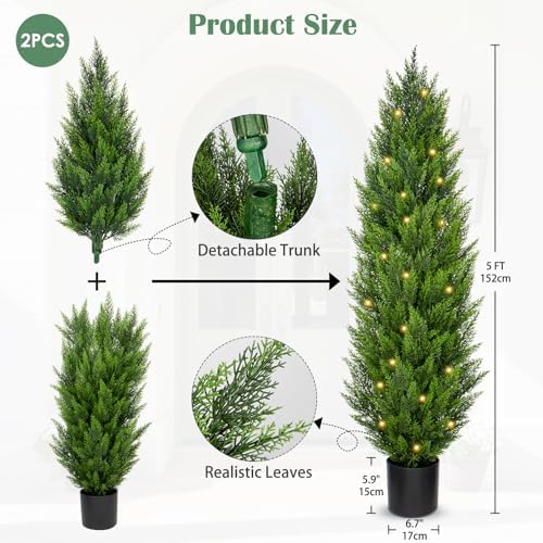 Briful 5ft Cedar Topiary Trees Artificial Set of 2 1
