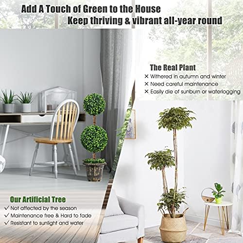 Goplus 3 Ft Artificial Boxwood Topiary Tree
