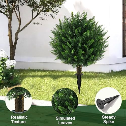 Grewyear Artificial Cedar Topiary Ball Tree Set of 2