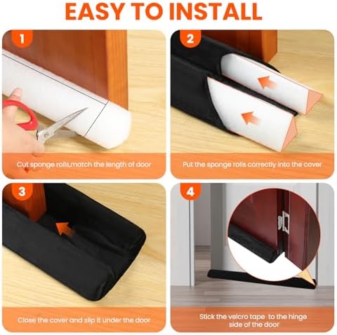 GDHOMM Adjustable Door Gap Weather Stripping Draft Stopper 30-36 Inches Black