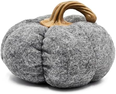 Set of 3 Gray Fabric Pumpkins for Fall Decor
