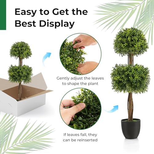 Goplus 40 Inch Artificial Boxwood Topiary Ball Tree