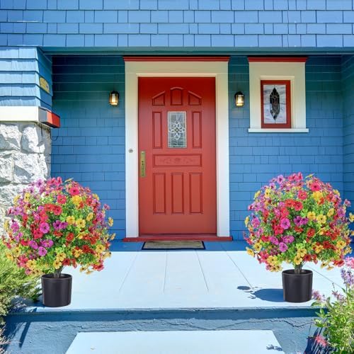 2 Pack 216 Inch Artificial Topiary Trees with Mandala Flowers