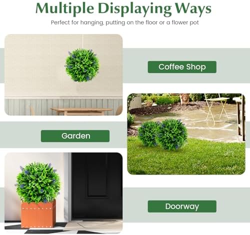 Goplus Artificial Lavender Topiary Balls Set of 2