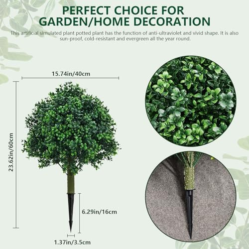 UNADRA Fake Bushes Artificial Shrubs Set UV Resistant 236 Inch Faux Plants