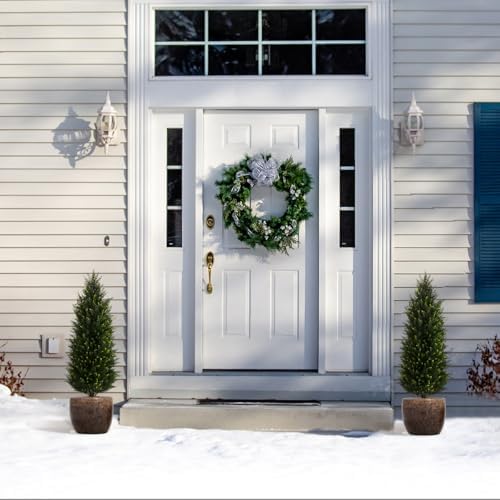 Two 32FT Artificial Cedar Topiary Trees