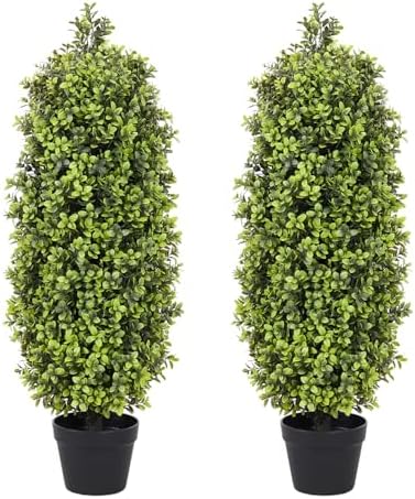 3ft Artificial Boxwood Topiary Trees Set of 2
