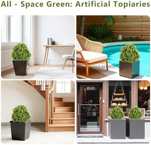 27 Inch Realistic Artificial Boxwood Topiary Set of 2