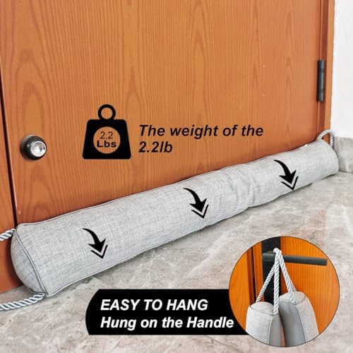 Heavy Duty Door Draft Stopper - 36 Inch Grey Weather Stripping Noise Blocker